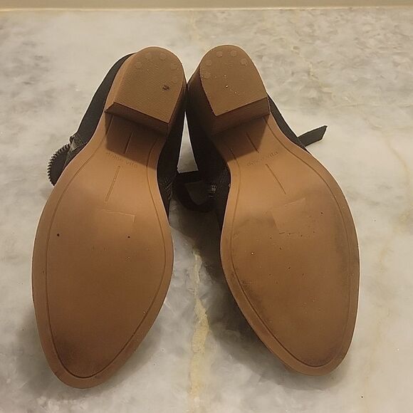 Dolce Vita Black Suede Chelsea Leather Chunky Block Ankle Zipper Boots Booties 6 - Picture 6 of 8